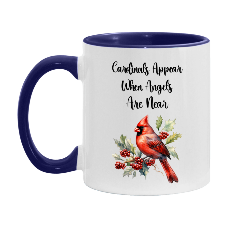 Red Cardinal Mug – "Cardinals Appear When Angels Are Near," 11oz or 15oz Ceramic Christmas Coffee Mug Gift for Cardinal Lovers