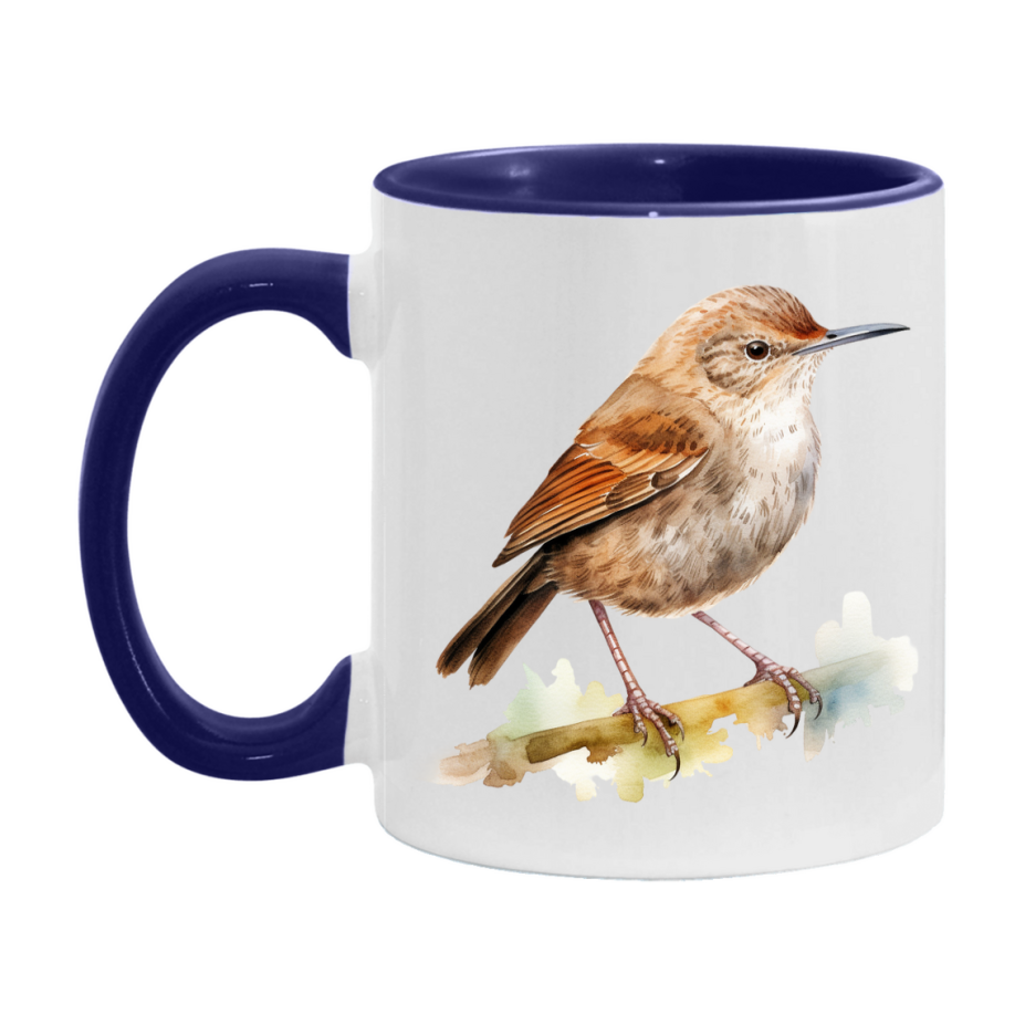 Bird Watching Mug, House Wren Song Bird Mug, 11oz or 15oz White Ceramic Coffee Mug Gift for Bird Watchers