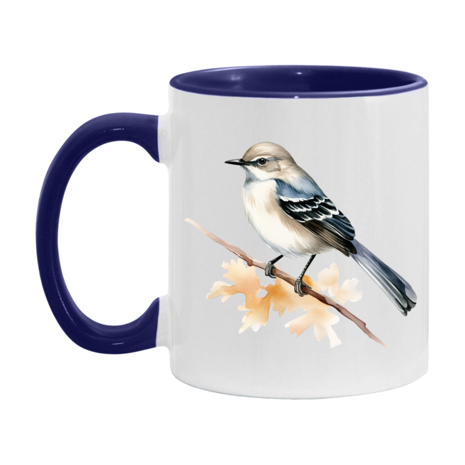 Bird Watching Mug, Mockingbird Song Bird Mug, 11oz or 15oz White Ceramic Coffee Mug Gift for Bird Watchers