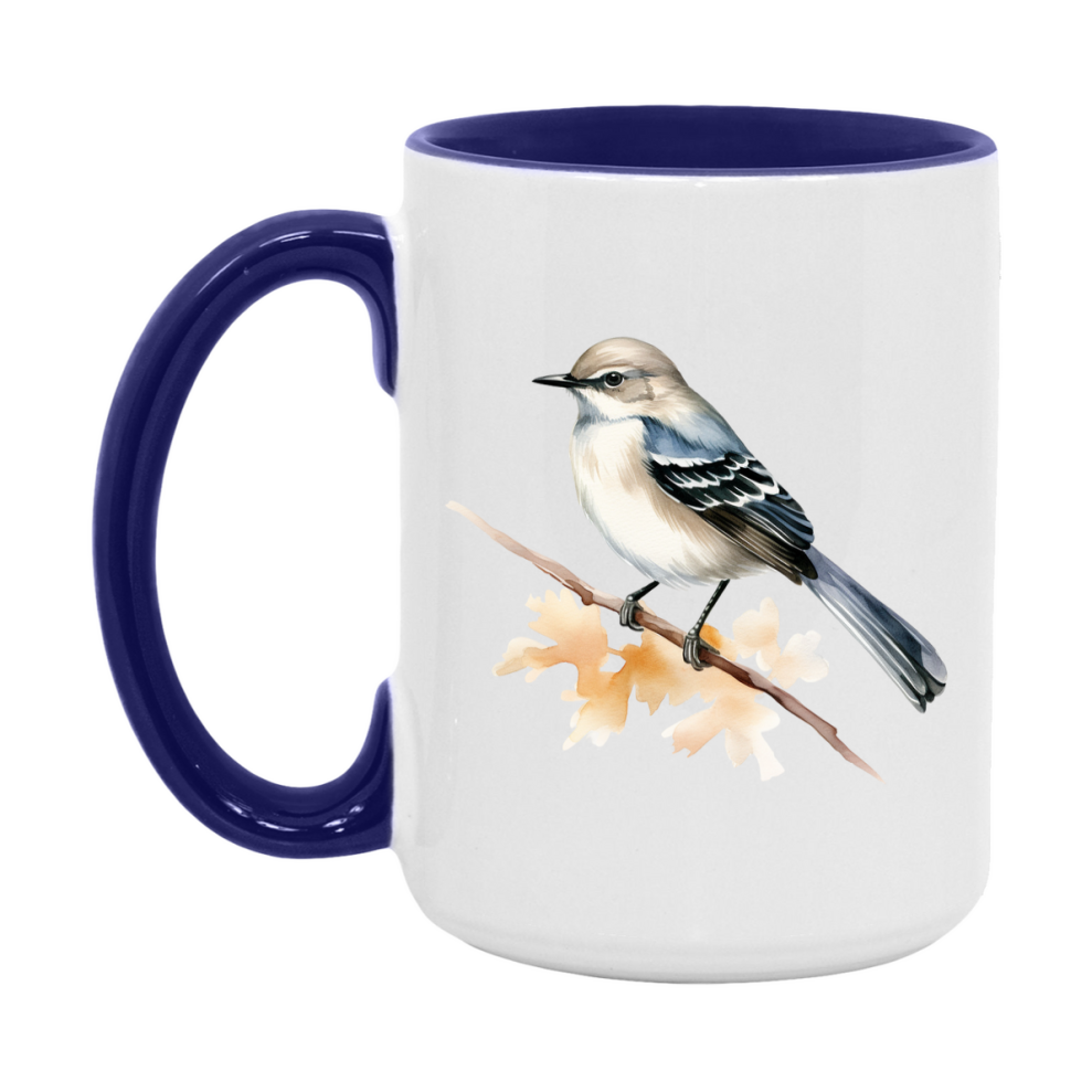 Bird Watching Mug, Mockingbird Song Bird Mug, 11oz or 15oz White Ceramic Coffee Mug Gift for Bird Watchers