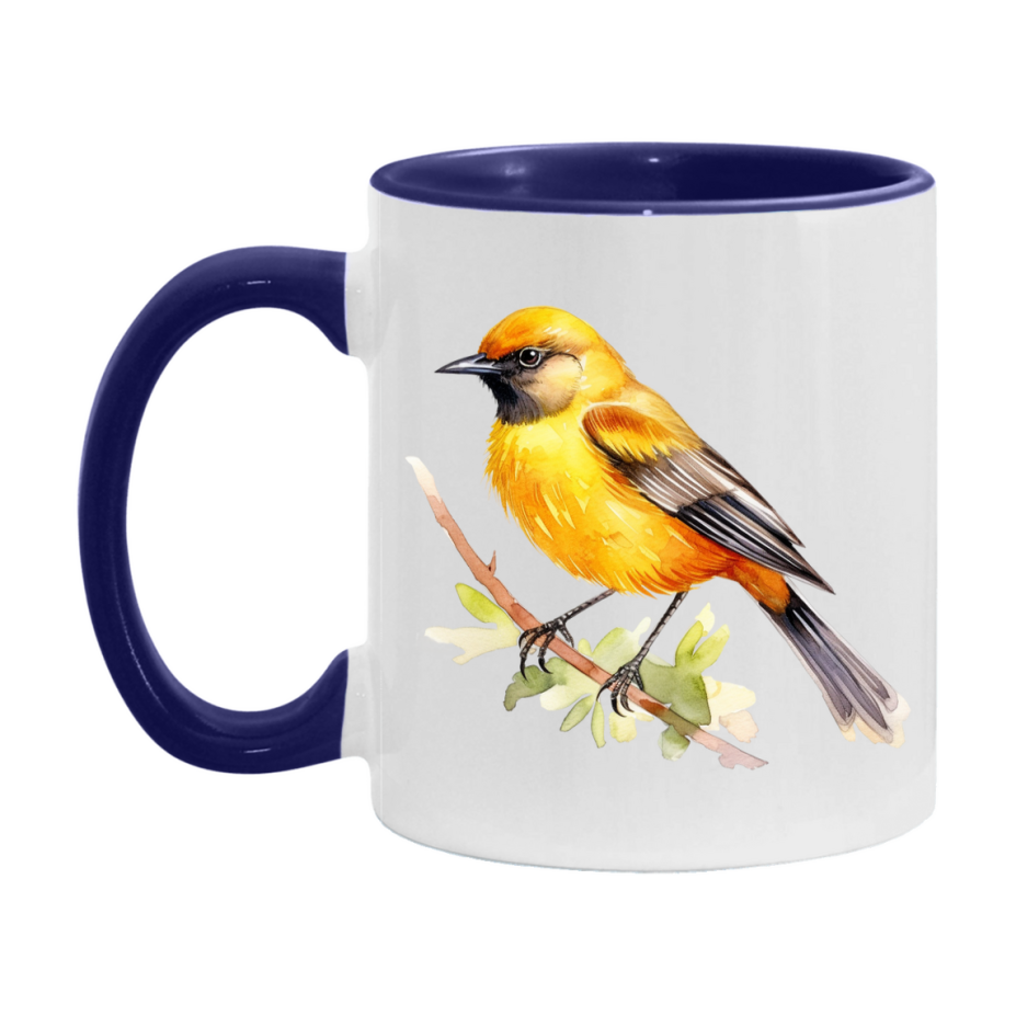Bird Watching Mug, Orchard Oriole Song Bird Mug, 11oz or 15oz White Ceramic Coffee Mug Gift for Bird Watchers