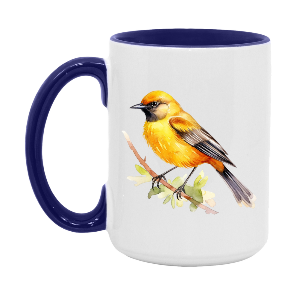 Bird Watching Mug, Orchard Oriole Song Bird Mug, 11oz or 15oz White Ceramic Coffee Mug Gift for Bird Watchers