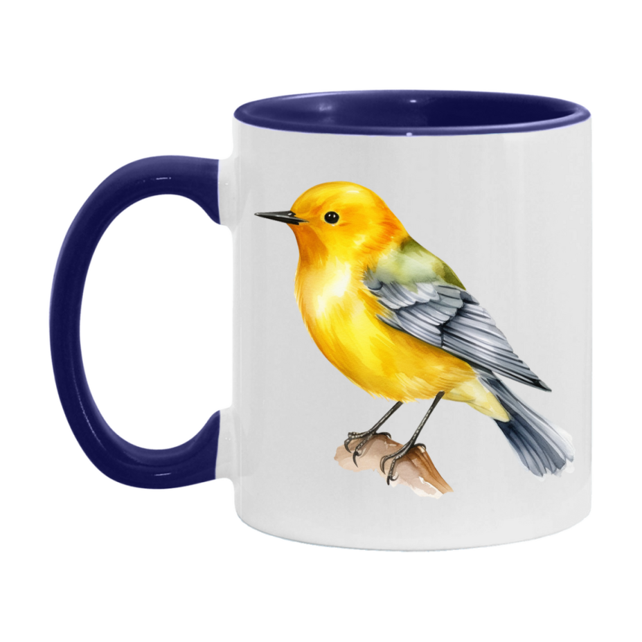Bird Watching Mug, Prothonotary Warbler Song Bird Mug, 11oz or 15oz White Ceramic Coffee Mug Gift for Bird Watchers