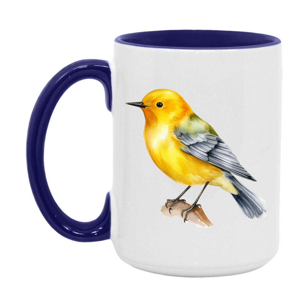 Bird Watching Mug, Prothonotary Warbler Song Bird Mug, 11oz or 15oz White Ceramic Coffee Mug Gift for Bird Watchers