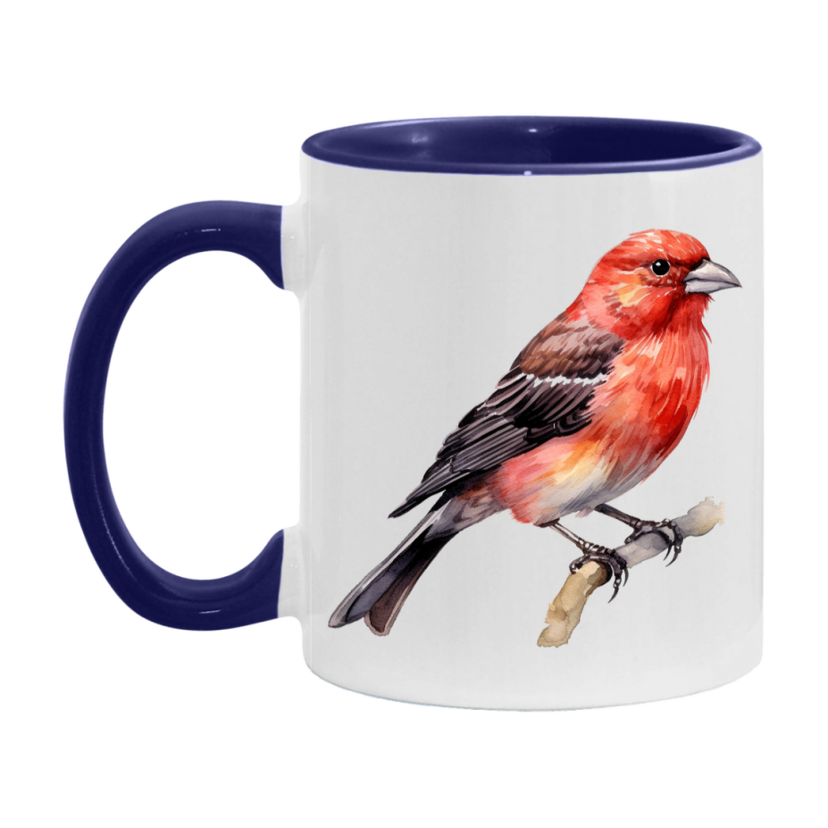 Bird Watching Mug, Red Crossbill Song Bird Mug, 11oz or 15oz White Ceramic Coffee Mug Gift for Bird Watchers