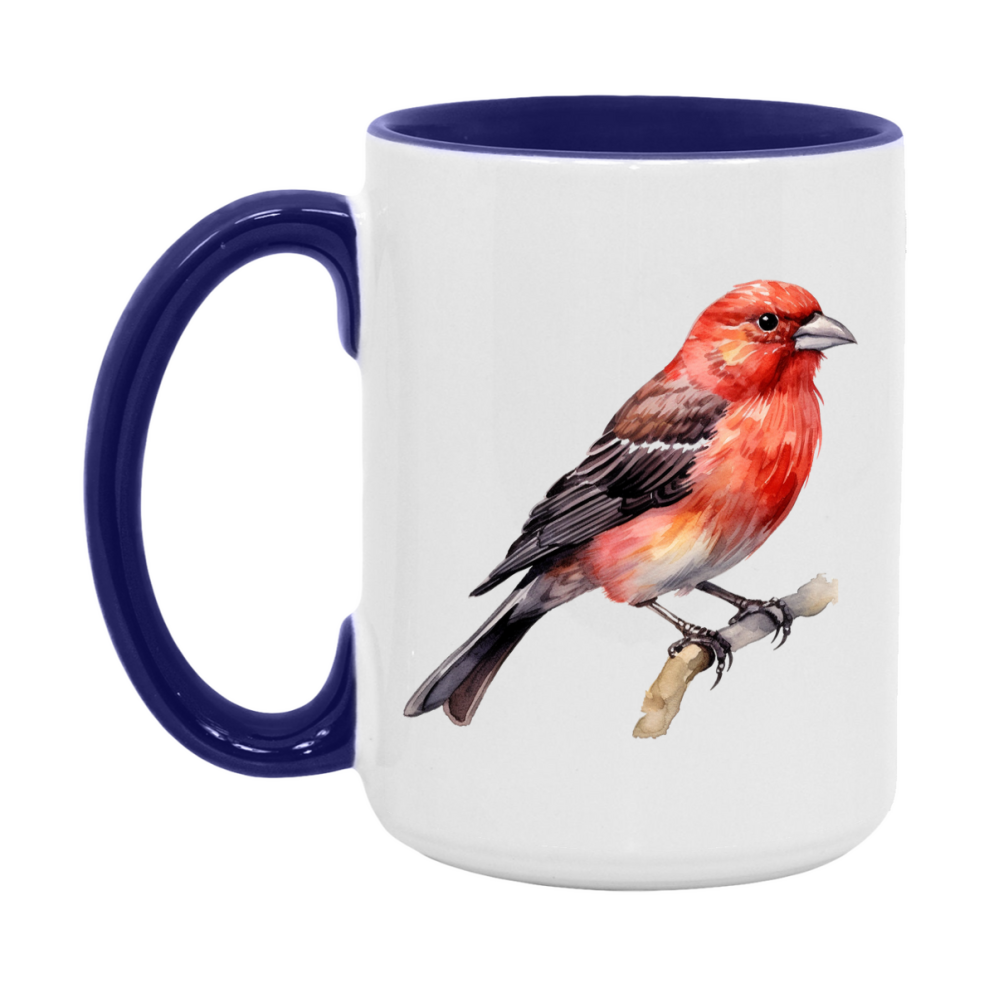 Bird Watching Mug, Red Crossbill Song Bird Mug, 11oz or 15oz White Ceramic Coffee Mug Gift for Bird Watchers