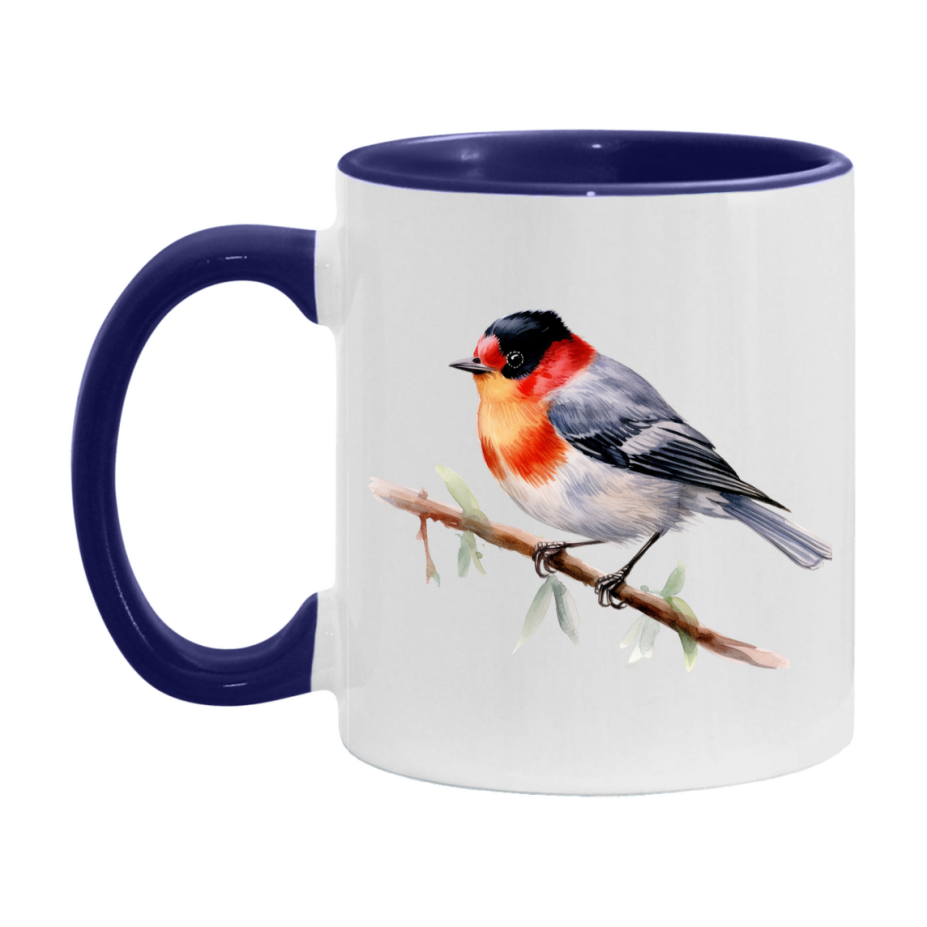 Bird Watching Mug, Red Faced Warbler Song Bird Mug, 11oz or 15oz White Ceramic Coffee Mug Gift for Bird Watchers