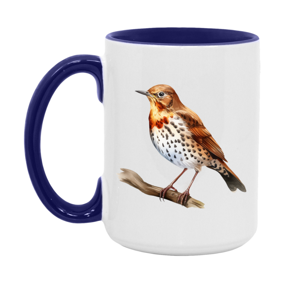 Bird Watching Mug, Song Thrush Song Bird Mug, 11oz or 15oz White Ceramic Coffee Mug Gift for Bird Watchers