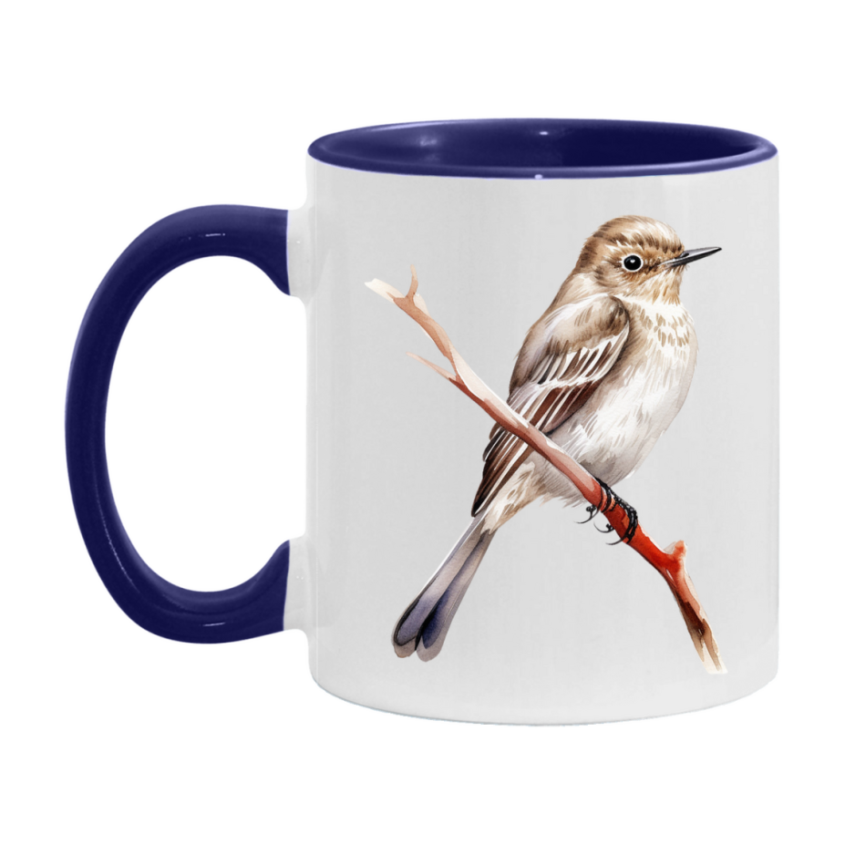 Bird Watching Mug, Spotted Flycatcher Song Bird Mug, 11oz or 15oz White Ceramic Coffee Mug Gift for Bird Watchers