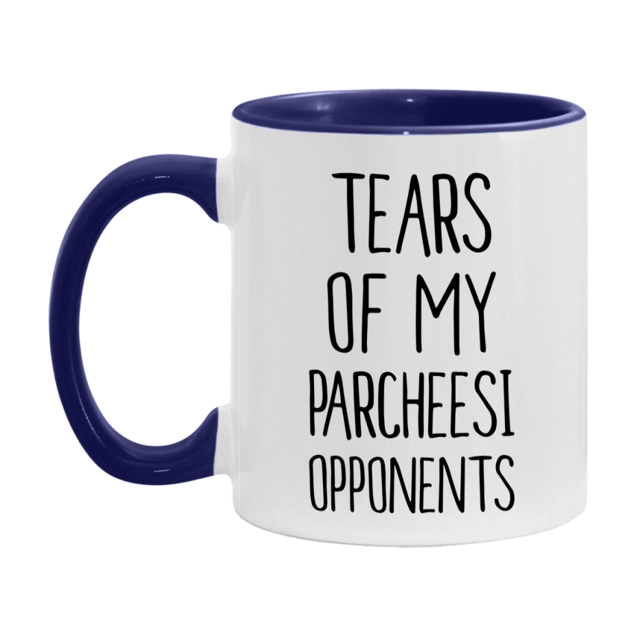 Funny Board Game Mug, Tears of My Parcheesi Opponents, 11oz or 15oz Ceramic White Coffee Cup