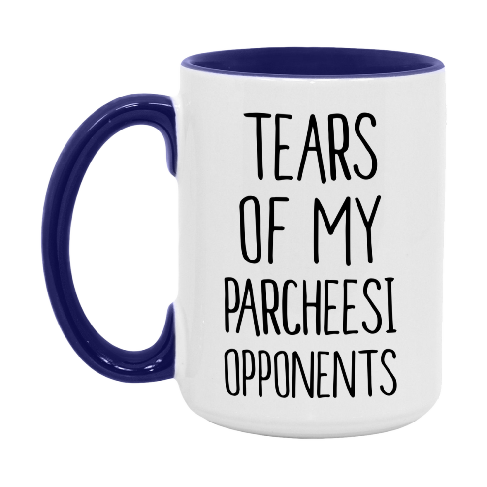 Funny Board Game Mug, Tears of My Parcheesi Opponents, 11oz or 15oz Ceramic White Coffee Cup