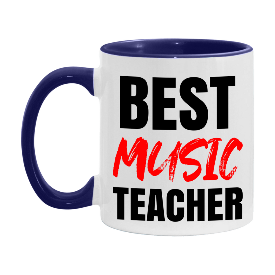 Teacher Superlative Mug, Best Music Teacher Gift, 11oz or 15oz White Ceramic Coffee Cup for Music Teacher