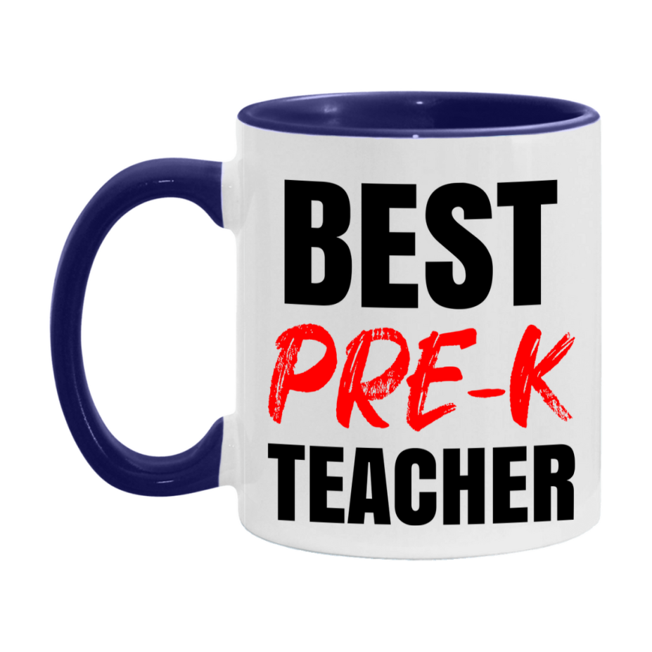Teacher Superlative Mug, Best Pre-K Teacher Gift, 11oz or 15oz White Ceramic Coffee Cup for Pre-K Teacher