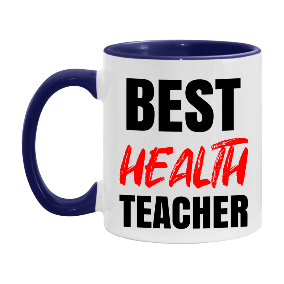 Teacher Superlative Mug, Best Health Teacher Gift, 11oz or 15oz White Ceramic Coffee Cup for Health Teacher