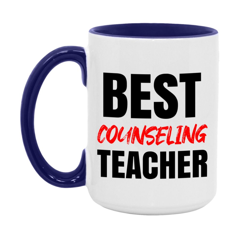Teacher Superlative Mug, Best Counseling Teacher Gift, 11oz or 15oz White Ceramic Coffee Cup for Counseling Teacher