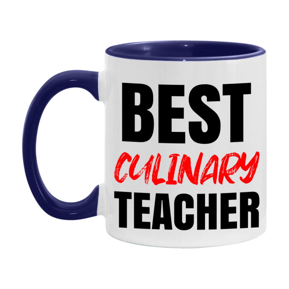 Teacher Superlative Mug, Best Culinary Teacher Gift, 11oz or 15oz White Ceramic Coffee Cup for Culinary Teacher