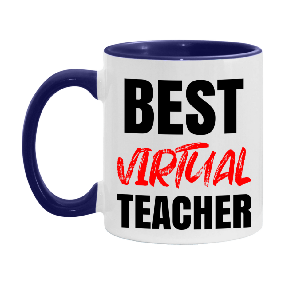 Teacher Superlative Mug, Best Virtual Teacher Gift, 11oz or 15oz White Ceramic Coffee Cup for Virtual Teacher