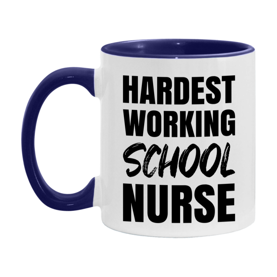 Nurse Superlative Mug, Hardest Working School Nurse Gift, 11oz or 15oz Ceramic Coffee Cup Gift