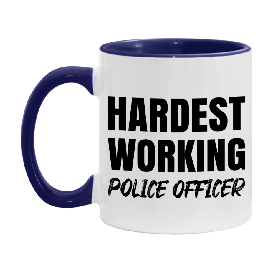 Police Officer Superlative Mug, Hardest Working Police Officer, 11oz or 15oz Ceramic Coffee Mug, Double-Sided Cup, Gift for Police Officer, Coworker Gift, Boss Gift