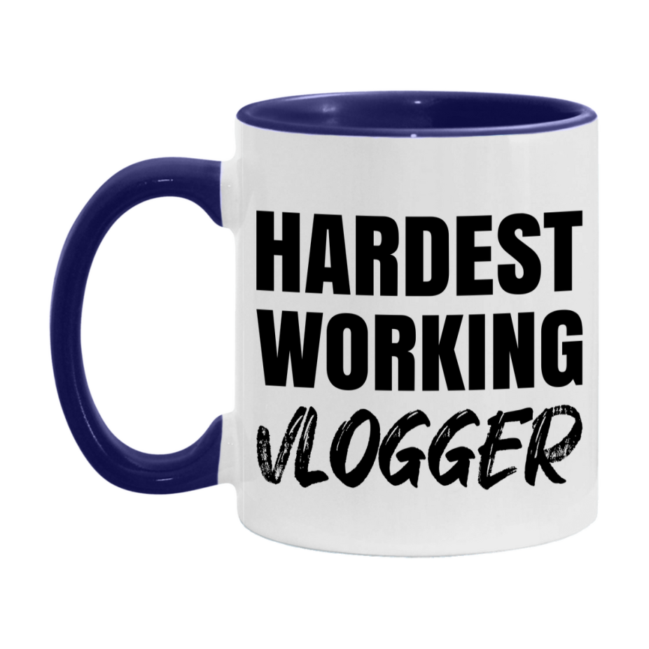 Vlogger Superlative Mug, Hardest Working Vlogger, 11oz or 15oz Ceramic Coffee Mug, Double-Sided Cup, Gift for Vlogger, Coworker Gift, Boss Gift