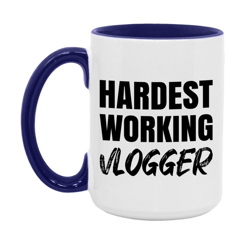 Vlogger Superlative Mug, Hardest Working Vlogger, 11oz or 15oz Ceramic Coffee Mug, Double-Sided Cup, Gift for Vlogger, Coworker Gift, Boss Gift