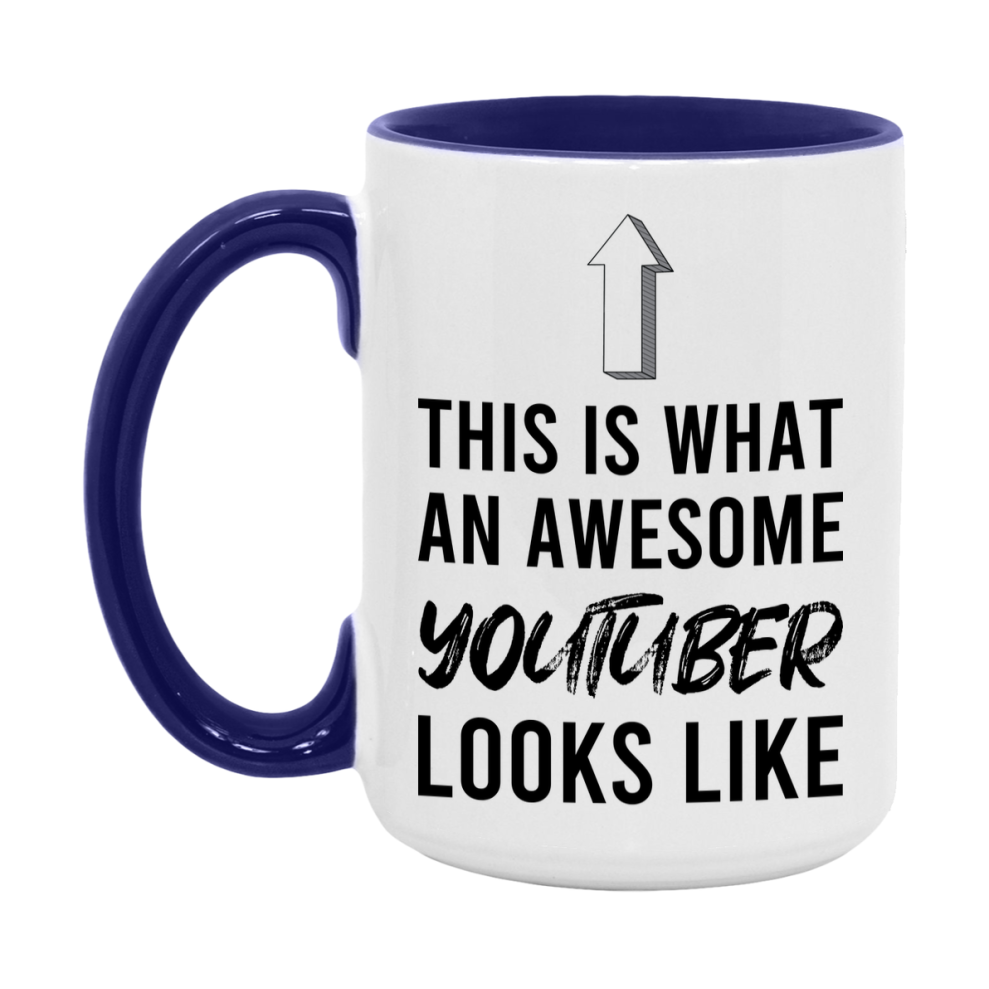 Funny Youtuber Mug - This Is What An Awesome Youtuber Looks Like - 11oz or 15oz Ceramic Coffee Cup - Novelty Gift for Youtuber Professionals