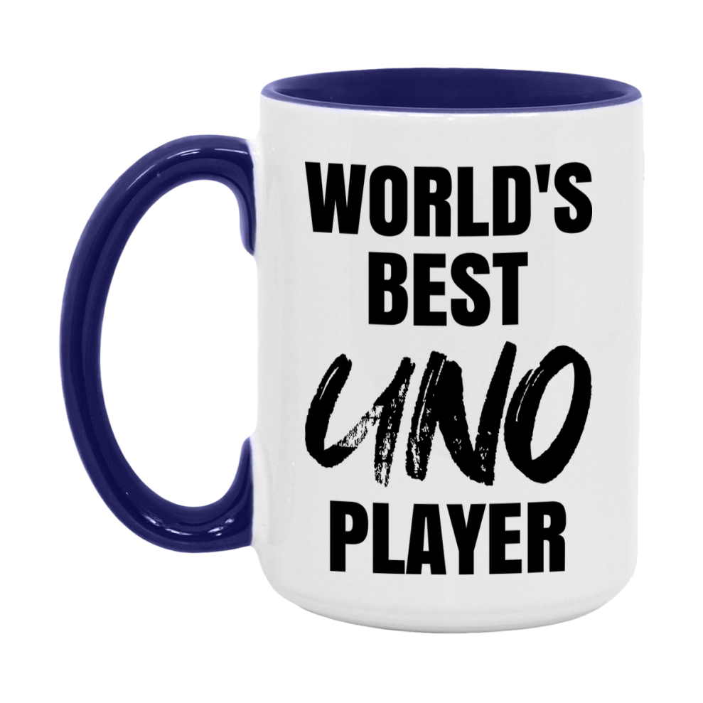 World's Best Uno Player Mug, Funny Card Game Player Gift, 11Oz Or 15Oz White Ceramic Mug