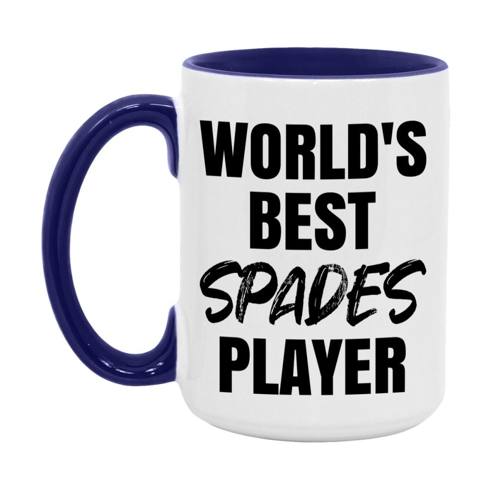 World's Best Spades Player Mug, Funny Card Game Player Gift, 11Oz Or 15Oz White Ceramic Mug