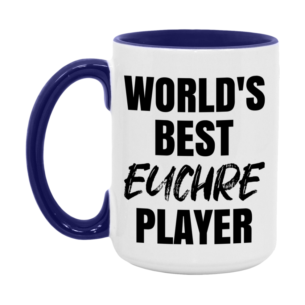 World's Best Euchre Player Mug, Funny Card Game Player Gift, 11Oz Or 15Oz White Ceramic Mug