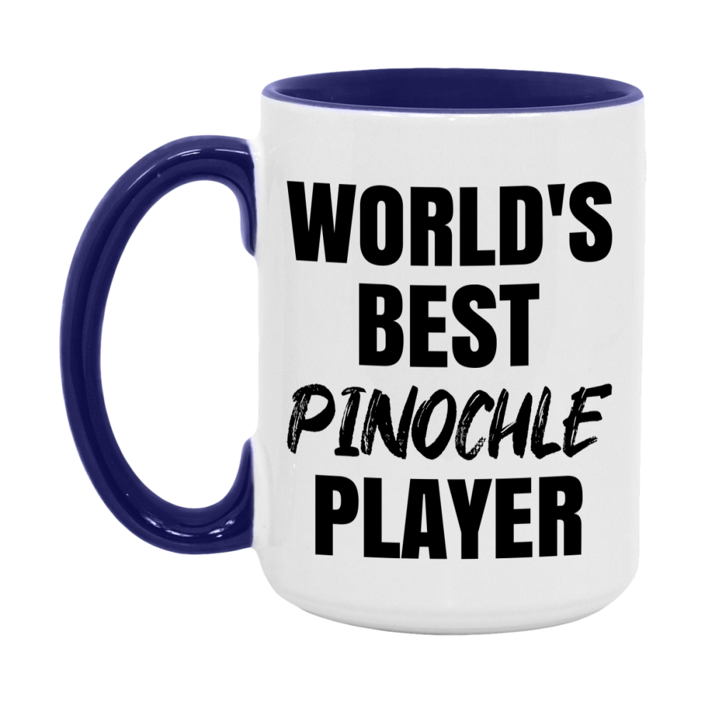 World's Best Pinochle Player Mug, Funny Card Game Player Gift, 11Oz Or 15Oz White Ceramic Mug