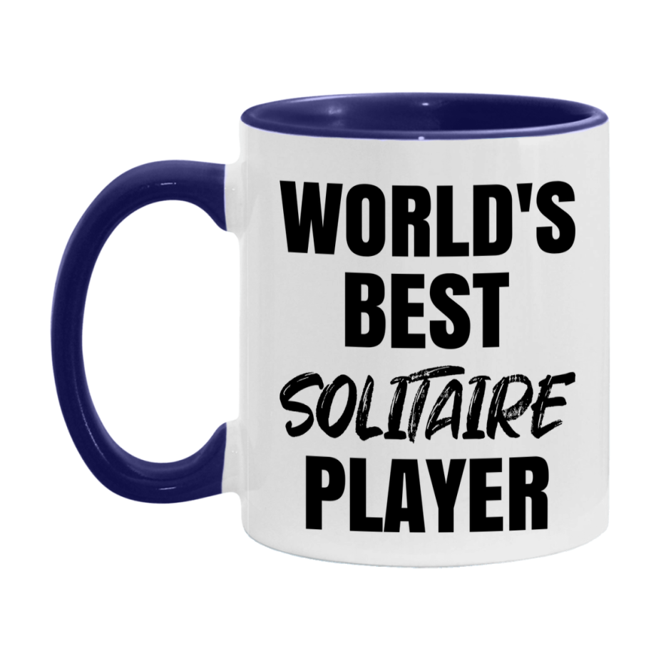 World's Best Solitaire Player Mug, Funny Card Game Player Gift, 11Oz Or 15Oz White Ceramic Mug
