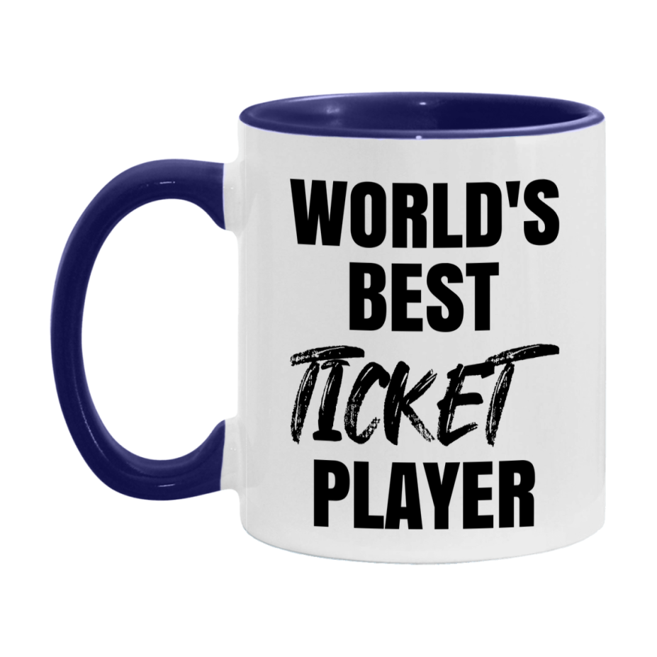 World's Best Ticket Player Mug, Funny Game Board Gift, 11Oz Or 15Oz White Ceramic Mug