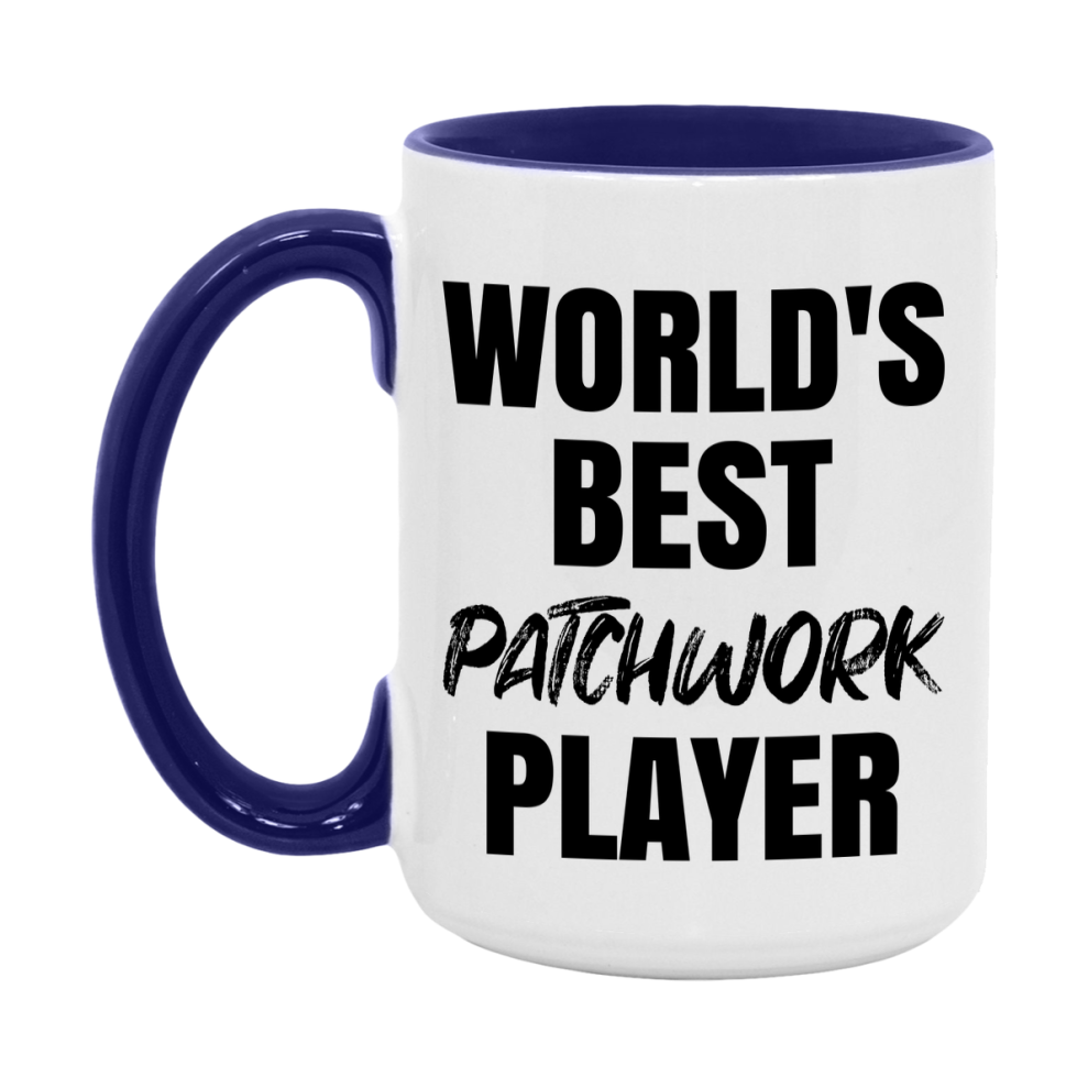 World's Best Patchwork Player Mug, Funny Game Board Gift, 11Oz Or 15Oz White Ceramic Mug