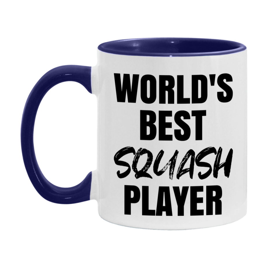 World's Best Squash Player Mug, Double-Sided 11Oz Or 15Oz Coffee Cup