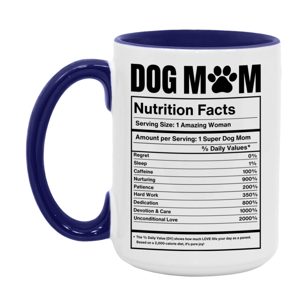 Dog Mom Nutrition Facts Mug, 11Oz Or 15Oz Double-Sided Coffee Cup
