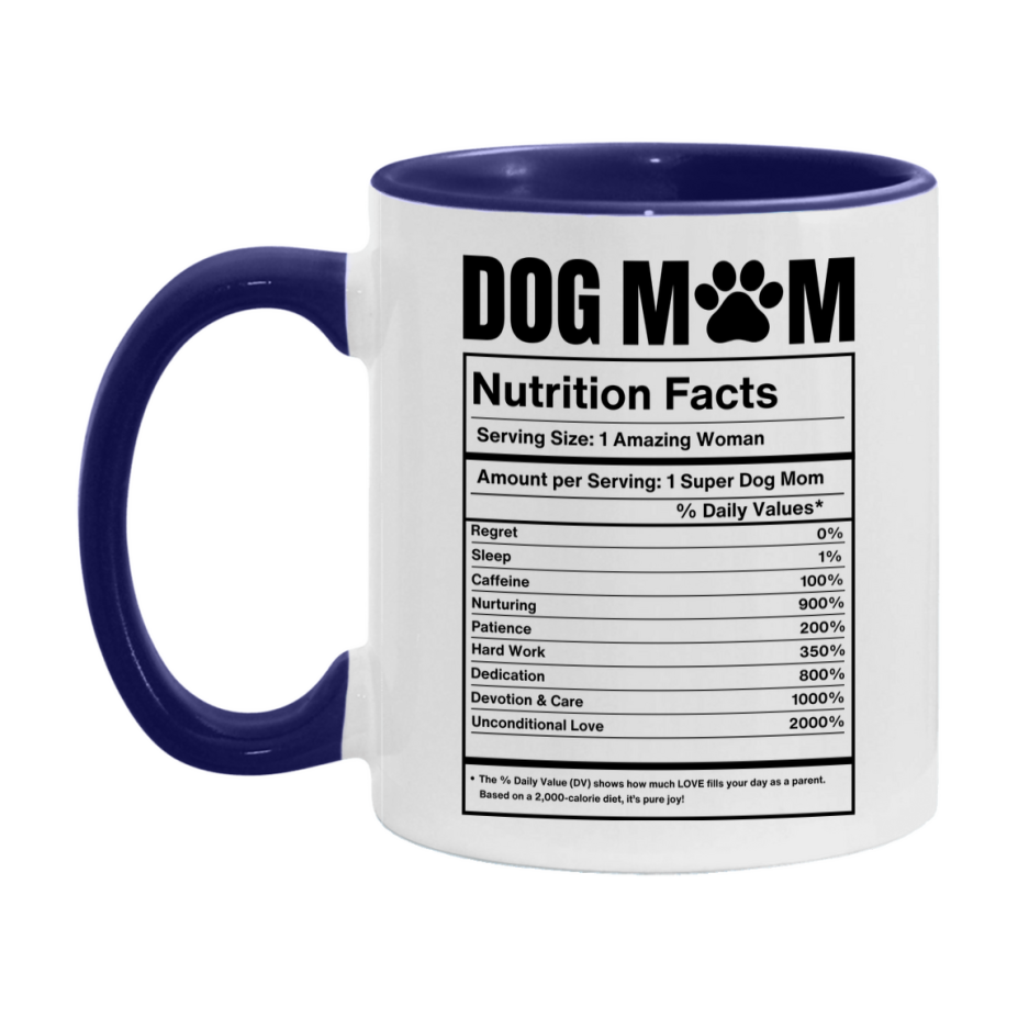 Dog Mom Nutrition Facts Mug, 11Oz Or 15Oz Double-Sided Coffee Cup