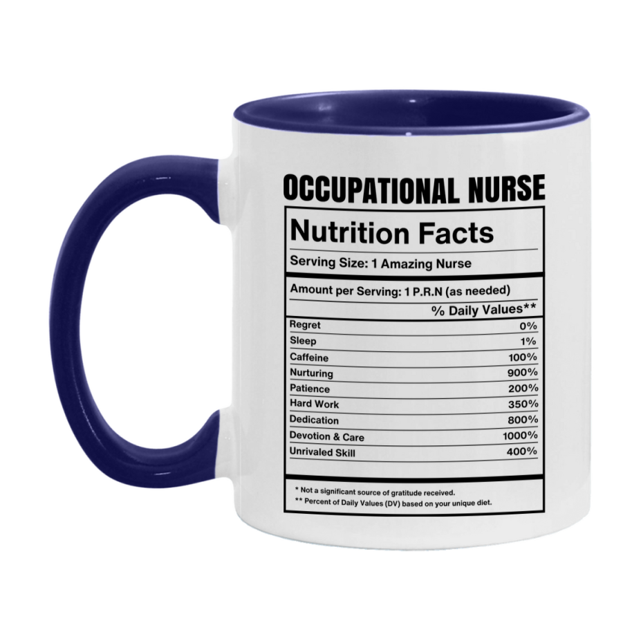 Occupational Nurse Coffee Mug, Occupational Nurse Nutrition Facts, 11Oz Or 15Oz Ceramic Cup