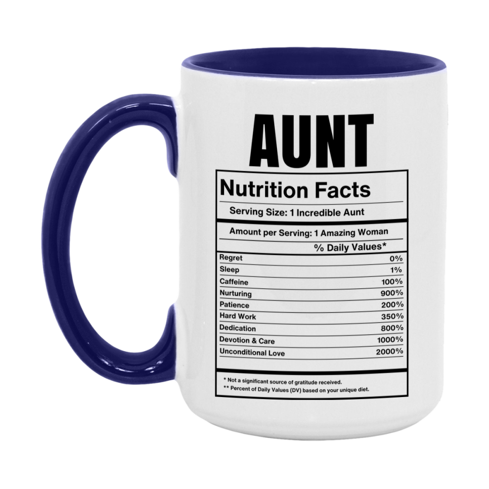 Auntie Coffee Mug, Aunt Nutrition Facts, Funny Gift From Niece To Aunt
