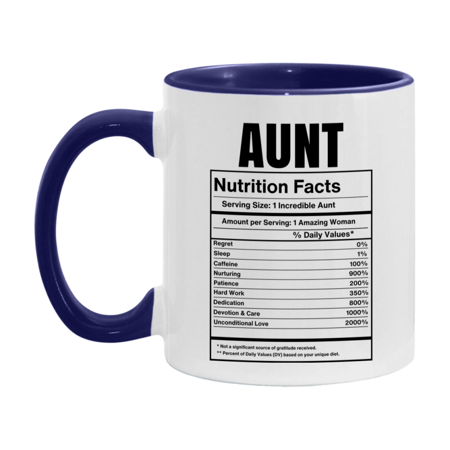 Auntie Coffee Mug, Aunt Nutrition Facts, Funny Gift From Niece To Aunt
