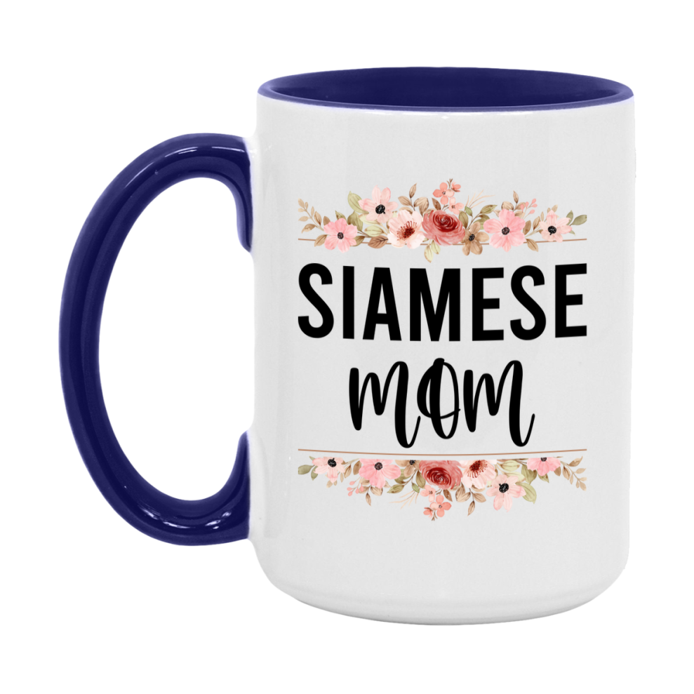 Siamese Cat Mom Mug, Floral Cat Mug For Mom, 11Oz Or 15Oz Coffee Cup
