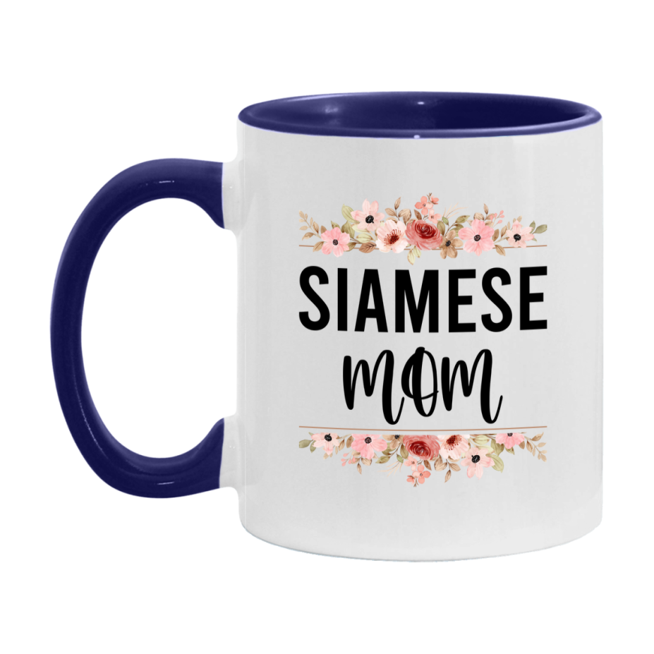 Siamese Cat Mom Mug, Floral Cat Mug For Mom, 11Oz Or 15Oz Coffee Cup