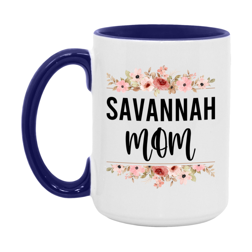 Savannah Cat Mom Mug, Floral Cat Mug For Mom, 11Oz Or 15Oz Coffee Cup