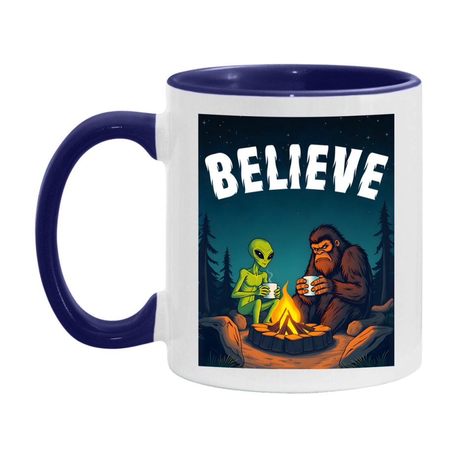 Bigfoot Mug – Funny Bigfoot And Alien Coffee Cup, Double-Sided 11Oz Or 15Oz Ceramic, Perfect Mother’s Day Or Father’s Day Gift