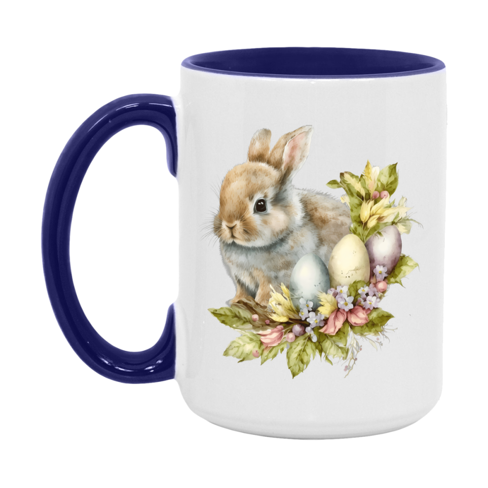 Easter Bunny Coffee Mug, Kawaii Easter Bunny Easter Gift, Double-Sided 11Oz Or 15Oz White Ceramic Cup