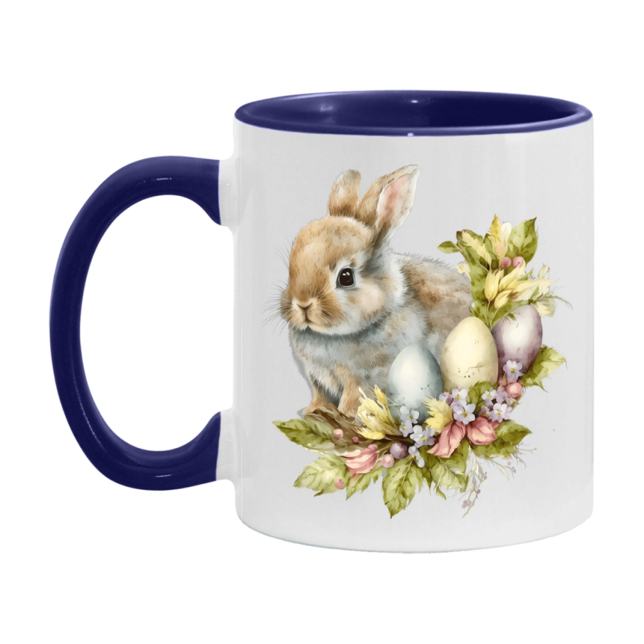 Easter Bunny Coffee Mug, Kawaii Easter Bunny Easter Gift, Double-Sided 11Oz Or 15Oz White Ceramic Cup