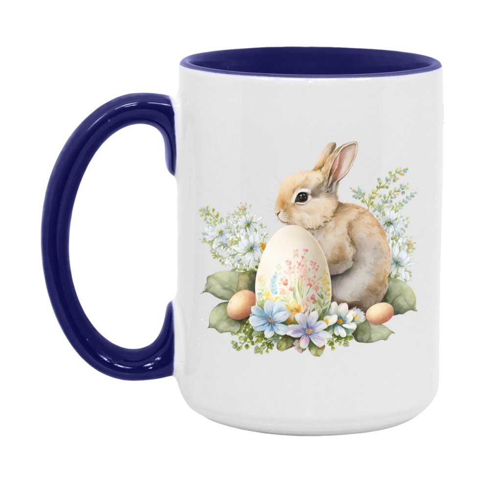 Easter Bunny Coffee Mug, Pastel Easter Bunny Art Easter Gift, Double-Sided 11Oz Or 15Oz White Ceramic Cup