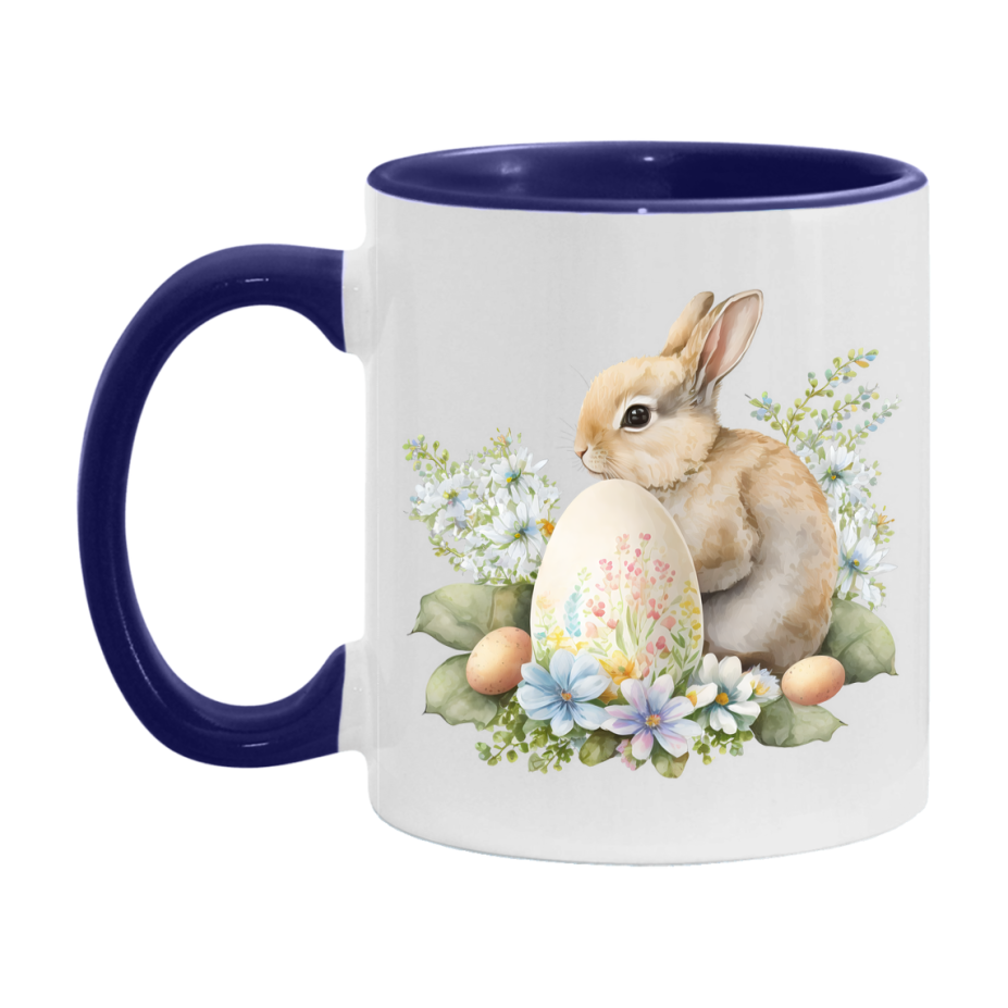 Easter Bunny Coffee Mug, Pastel Easter Bunny Art Easter Gift, Double-Sided 11Oz Or 15Oz White Ceramic Cup