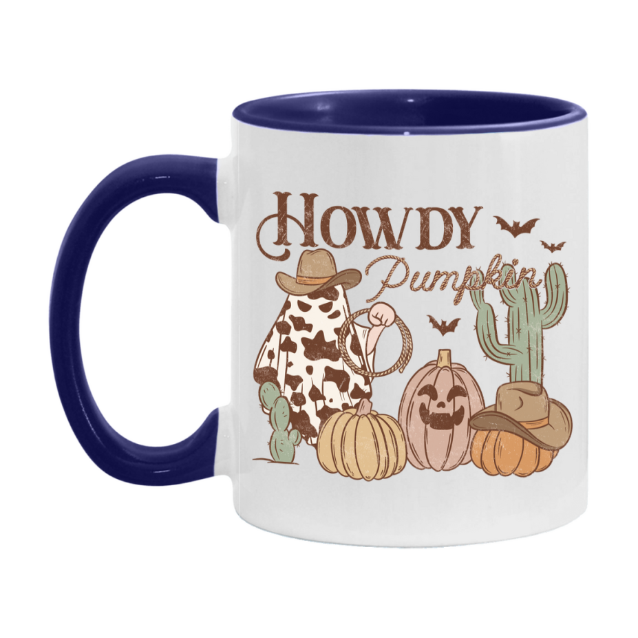 Western Halloween Mug, Cute Retro Western Halloween Coffee Cup, 11Oz Or 15Oz White Ceramic Mug