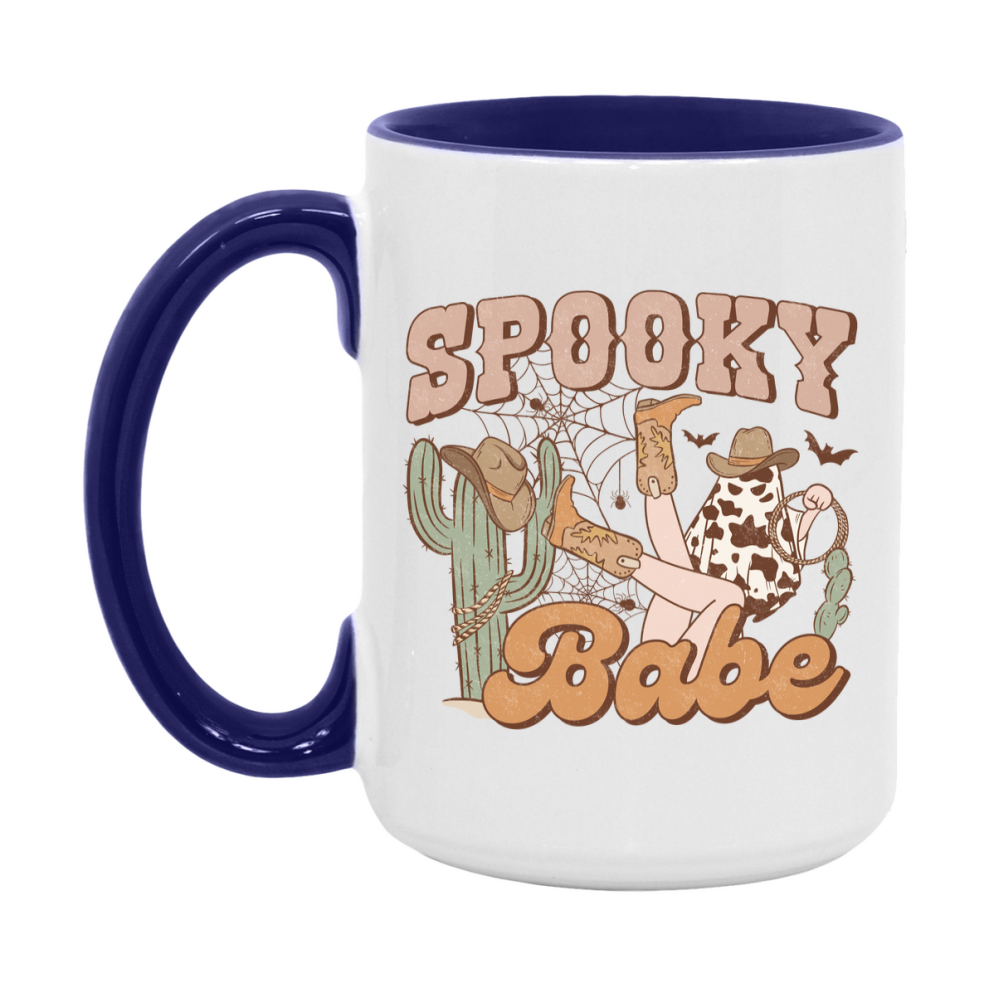 Western Halloween Mug, Cute Retro Western Halloween Coffee Cup, 11Oz Or 15Oz White Ceramic Mug