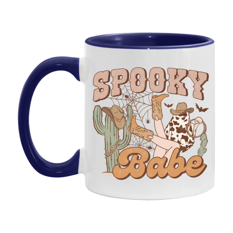 Western Halloween Mug, Cute Retro Western Halloween Coffee Cup, 11Oz Or 15Oz White Ceramic Mug